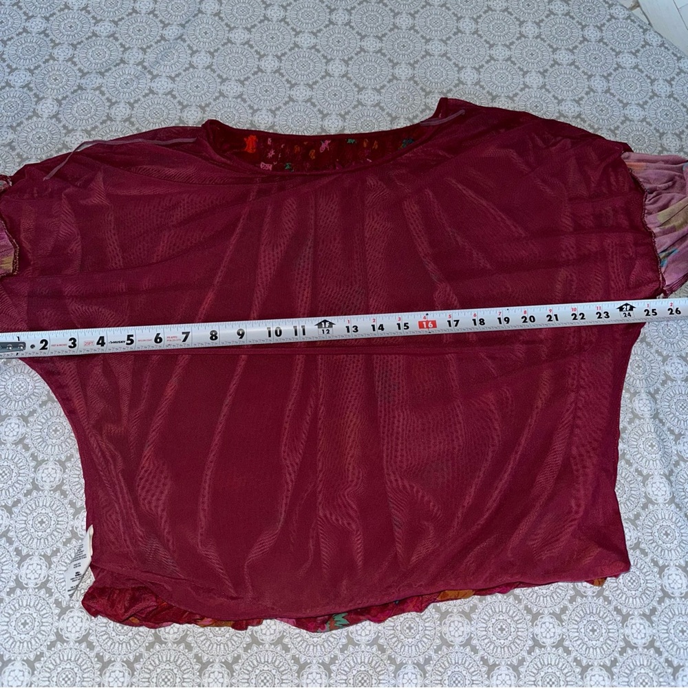 Free People Burgundy Floral Peasant Blouse - Picture 7 of 12